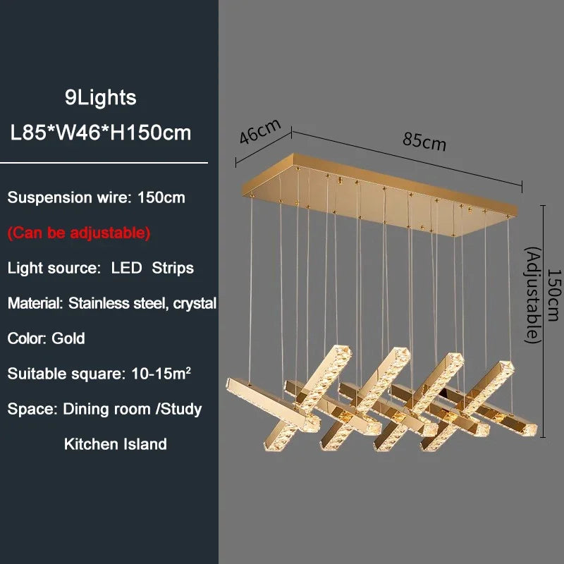 Creative Crystal Chandelier For Dining Room Led Home Decor Hanging Lamp DIY Indoor Lighting Gold Chrome Stainless Steel Lustre