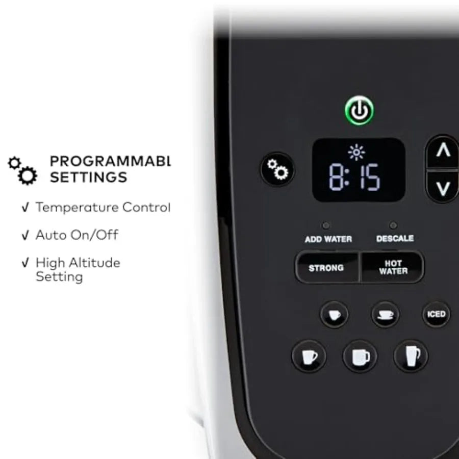 Single Serve K-Cup Pod Coffee Maker with Strength and Temperature Control Iced Coffee Cbility 8 to 12oz Brew Size Progr