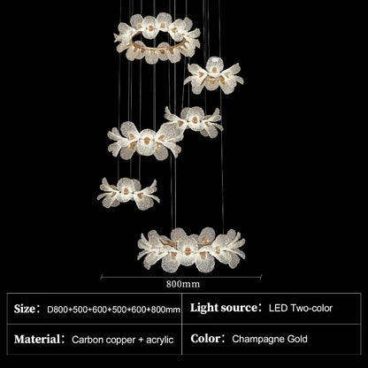 Crystal Flower Chandelier for Dining Room Living Room Exhibition Hall Hanging Artistic Pendant Lights Indoor Lighting Home Decor