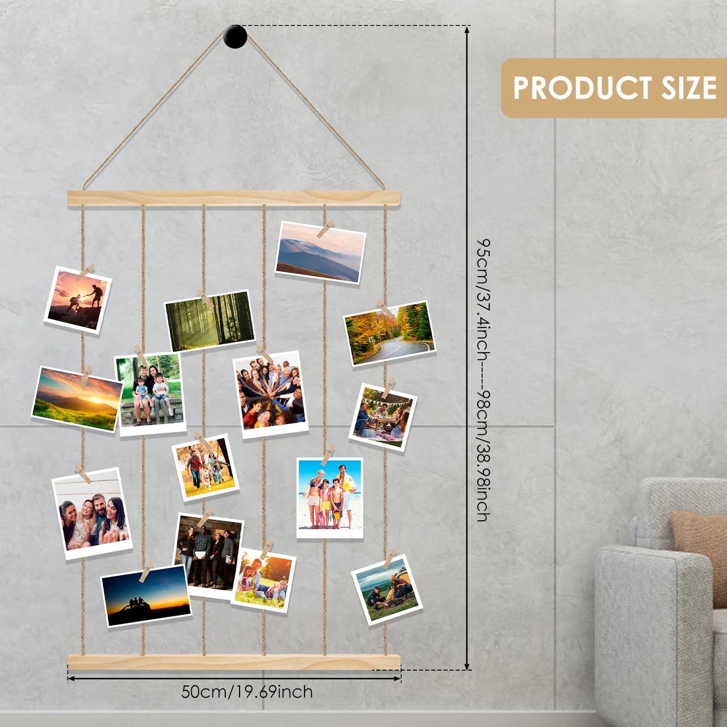 Hanging Photo Display Holder Picture Frames Collage Wall Decor Versatile Photo Hanging Display Picture Board for Home Decoration