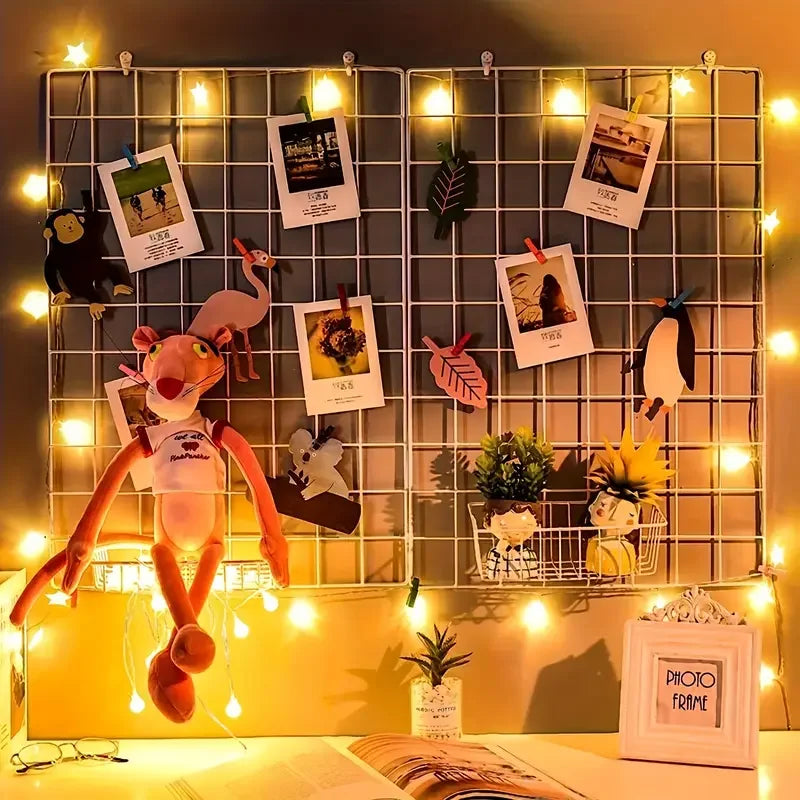 2/4/6pcs - Photo Wall Grid Panel, Photo Hanging Display, Metal Mesh Wall Decoration, Multi functional Hanging Painting