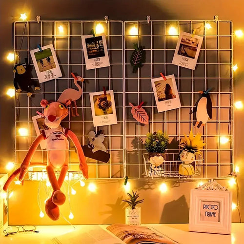 2/4/6pcs - Photo Wall Grid Panel, Photo Hanging Display, Metal Mesh Wall Decoration, Multi functional Hanging Painting