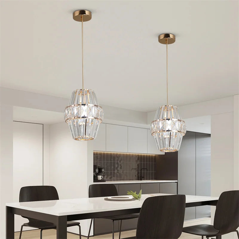 Crystal Bar Chandelier Indoor E26 Ceiling Lamp Hallway Stairs Pendant  Bedroom Lustre Dining Room Fixtures Home Decor Mood Light