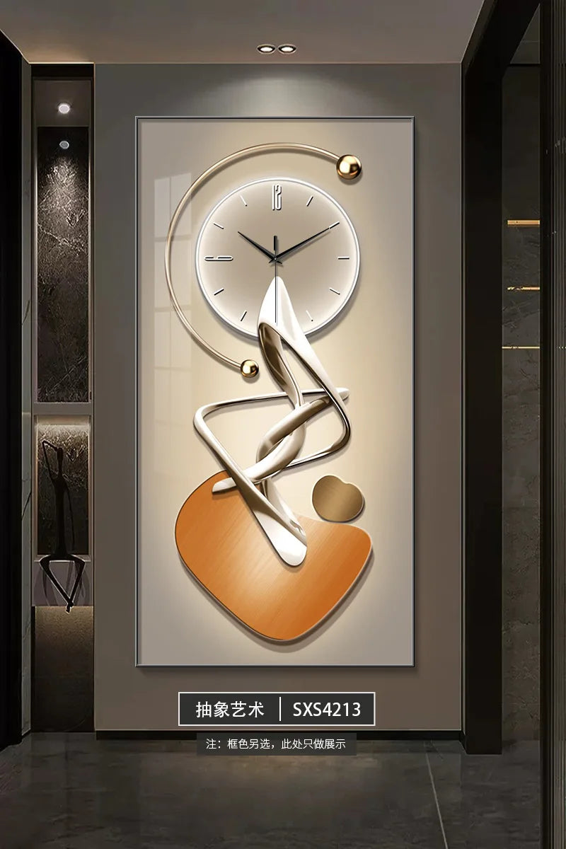 Modern Design Wall Clock Living Room Entrance Corridor Wall Decor Mute Digital Clock Large Abstract Hanging Painting Wall Watch