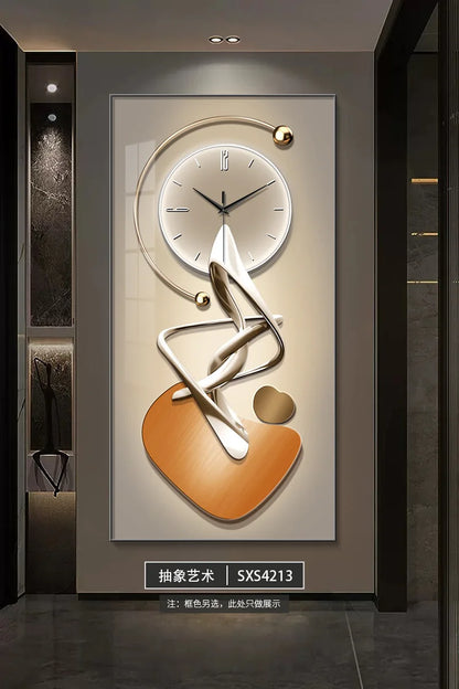 Modern Design Wall Clock Living Room Entrance Corridor Wall Decor Mute Digital Clock Large Abstract Hanging Painting Wall Watch
