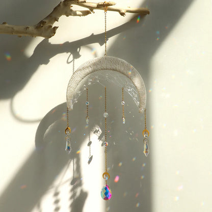 Macrame Dream Catcher Suncatcher Crystal Windchime Light Catcher Rainbow Maker Garden Decoration Outdoor Boho Home Wall Decor