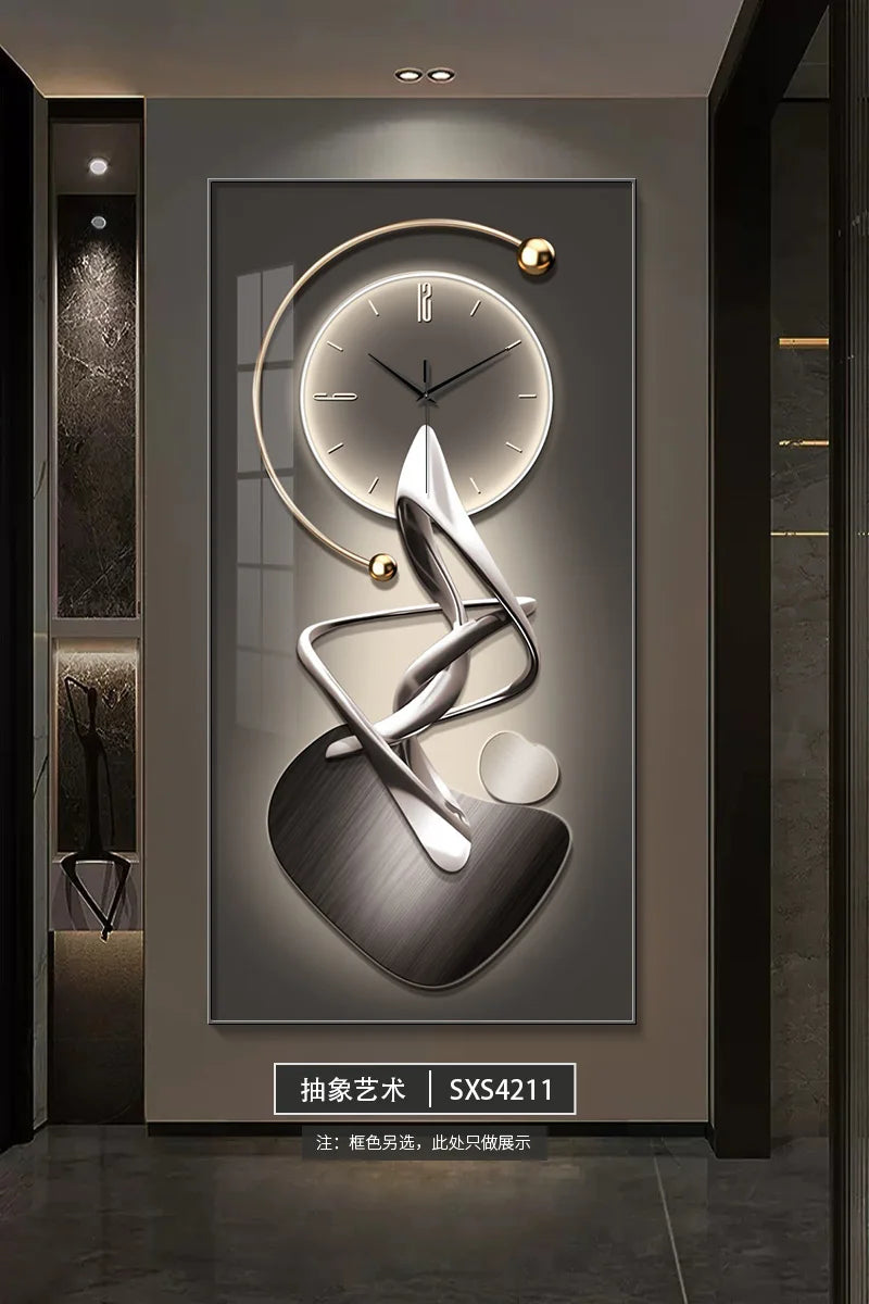 Modern Design Wall Clock Living Room Entrance Corridor Wall Decor Mute Digital Clock Large Abstract Hanging Painting Wall Watch