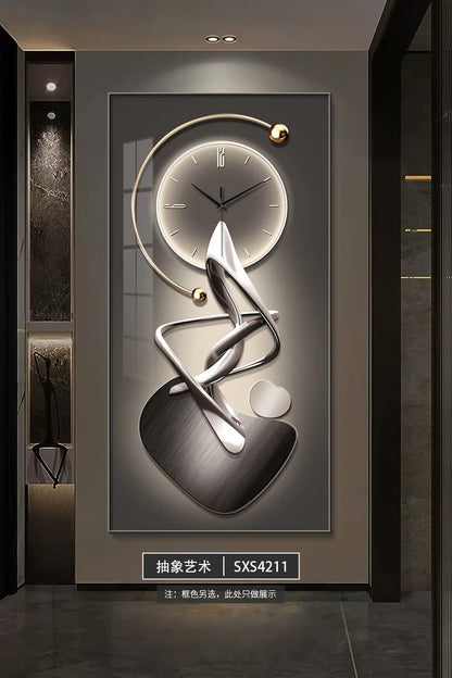 Modern Design Wall Clock Living Room Entrance Corridor Wall Decor Mute Digital Clock Large Abstract Hanging Painting Wall Watch