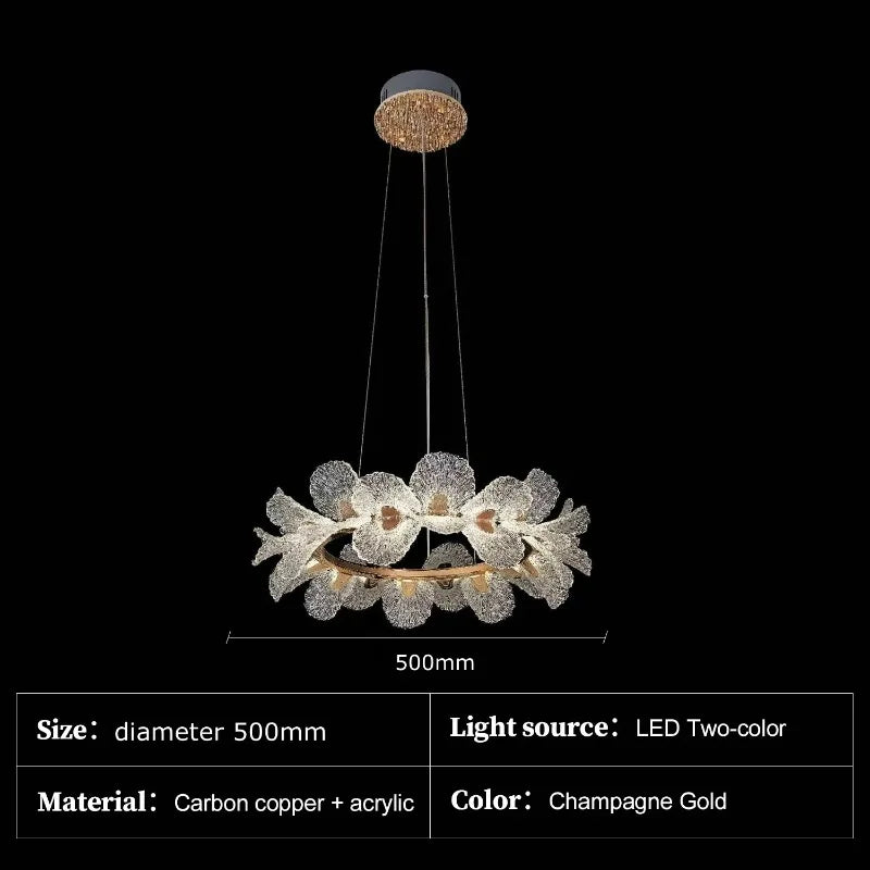 Crystal Flower Chandelier for Dining Room Living Room Exhibition Hall Hanging Artistic Pendant Lights Indoor Lighting Home Decor