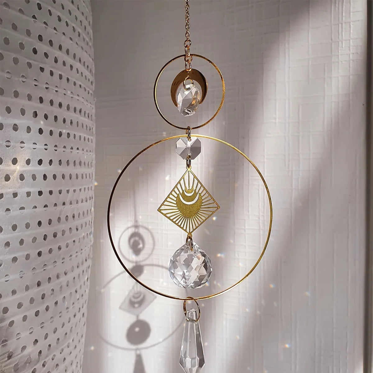 1PC Crystal Sun Catcher Geometric Pendant Suncatcher Window Balcony Garden Yard Outdoor Crystal Hanging Decoration