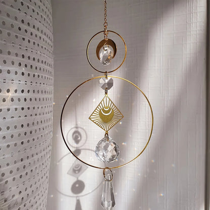 1PC Crystal Sun Catcher Geometric Pendant Suncatcher Window Balcony Garden Yard Outdoor Crystal Hanging Decoration