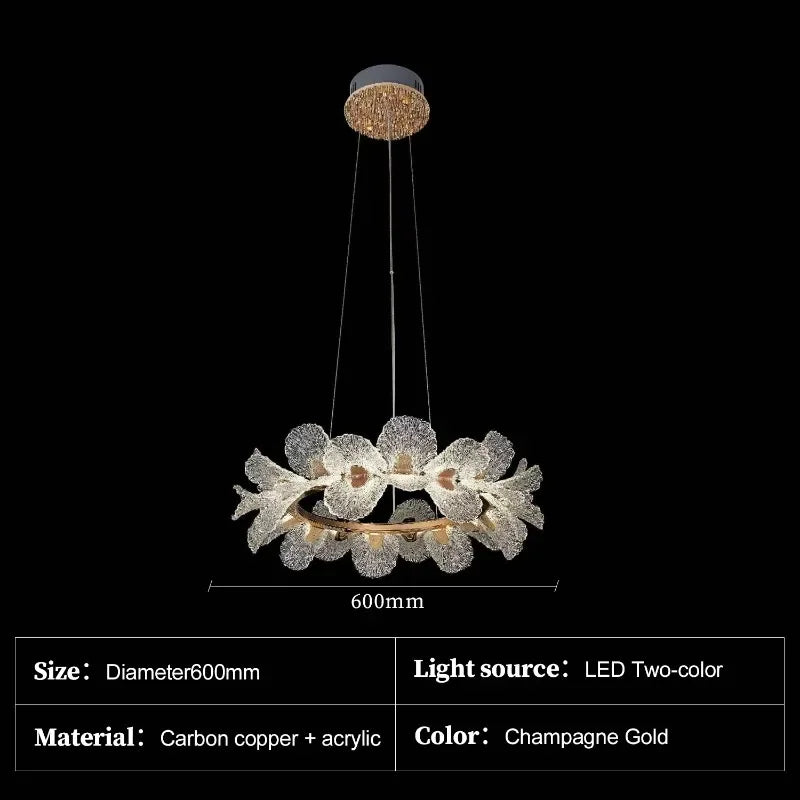 Crystal Flower Chandelier for Dining Room Living Room Exhibition Hall Hanging Artistic Pendant Lights Indoor Lighting Home Decor