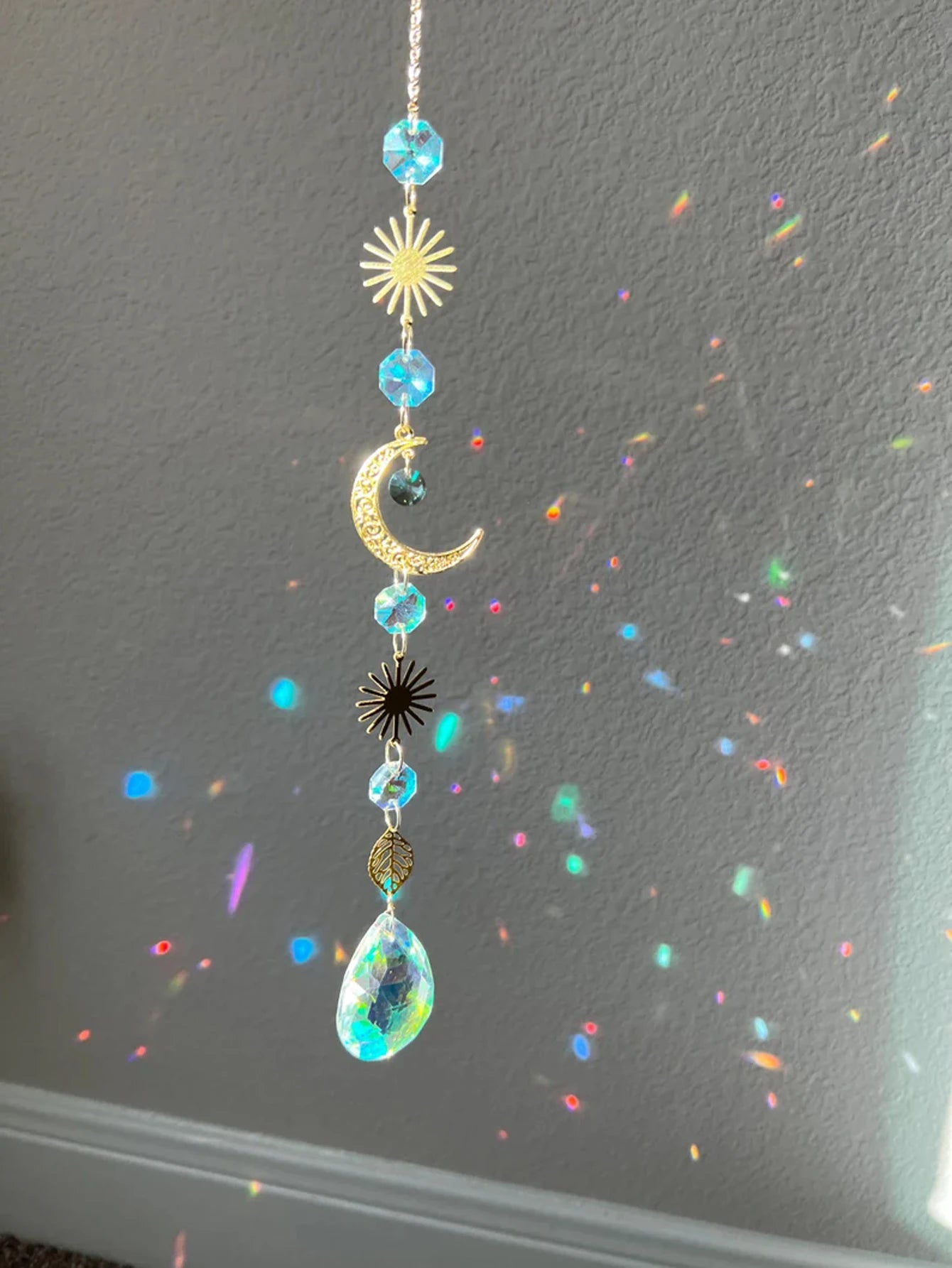 1pc，Suncatcher  dream catcher light catchercrystal hanging sun moon decor home decor gift halloween deco