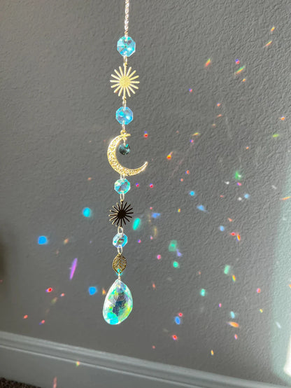 1pc，Suncatcher  dream catcher light catchercrystal hanging sun moon decor home decor gift halloween deco