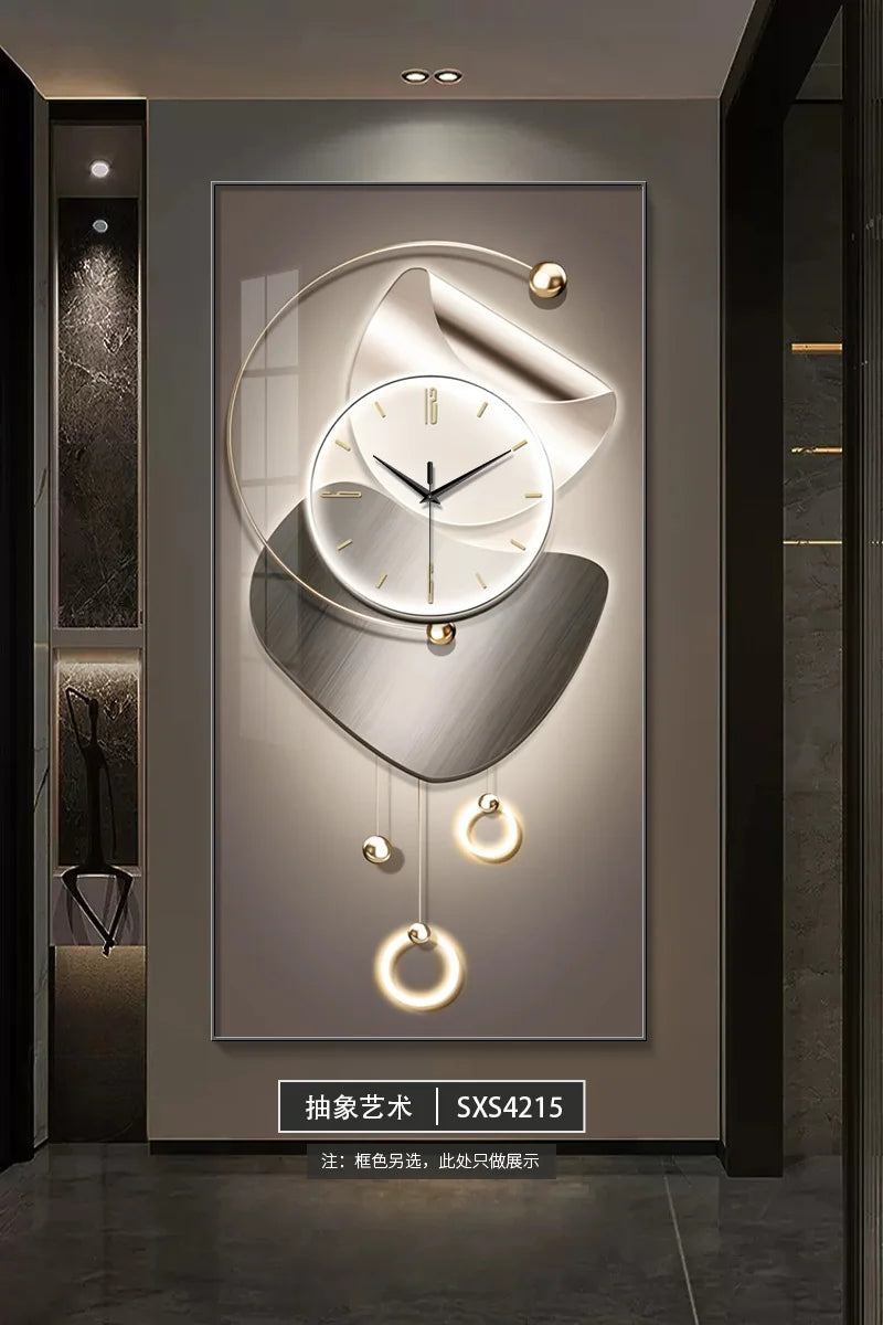Modern Design Wall Clock Living Room Entrance Corridor Wall Decor Mute Digital Clock Large Abstract Hanging Painting Wall Watch
