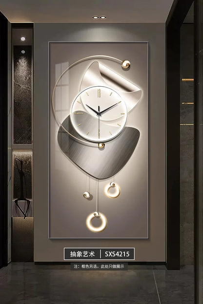 Modern Design Wall Clock Living Room Entrance Corridor Wall Decor Mute Digital Clock Large Abstract Hanging Painting Wall Watch