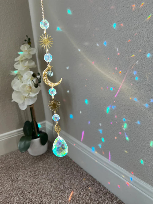 1pc，Suncatcher  dream catcher light catchercrystal hanging sun moon decor home decor gift halloween deco