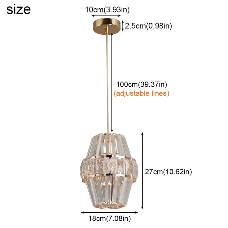 Crystal Bar Chandelier Indoor E26 Ceiling Lamp Hallway Stairs Pendant  Bedroom Lustre Dining Room Fixtures Home Decor Mood Light