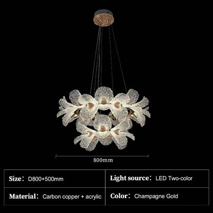 Crystal Flower Chandelier for Dining Room Living Room Exhibition Hall Hanging Artistic Pendant Lights Indoor Lighting Home Decor