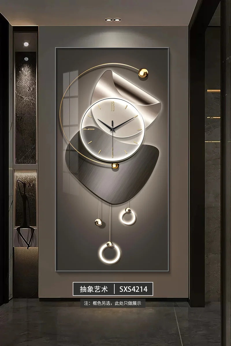 Modern Design Wall Clock Living Room Entrance Corridor Wall Decor Mute Digital Clock Large Abstract Hanging Painting Wall Watch