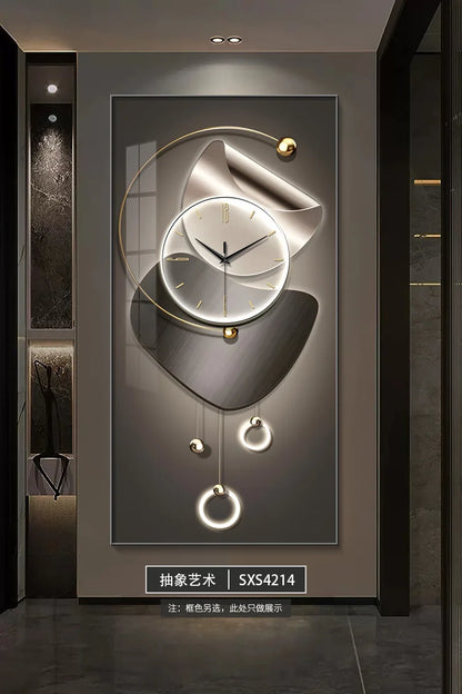 Modern Design Wall Clock Living Room Entrance Corridor Wall Decor Mute Digital Clock Large Abstract Hanging Painting Wall Watch