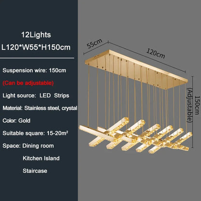 Creative Crystal Chandelier For Dining Room Led Home Decor Hanging Lamp DIY Indoor Lighting Gold Chrome Stainless Steel Lustre