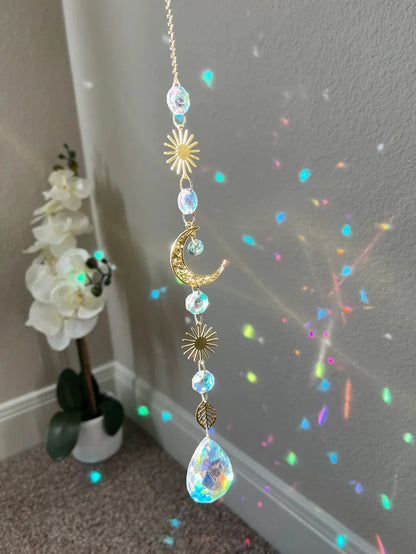 1pc，Suncatcher  dream catcher light catchercrystal hanging sun moon decor home decor gift halloween deco