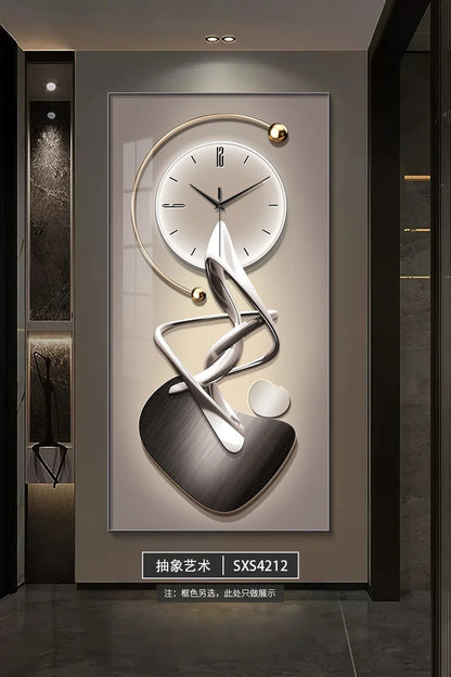 Modern Design Wall Clock Living Room Entrance Corridor Wall Decor Mute Digital Clock Large Abstract Hanging Painting Wall Watch