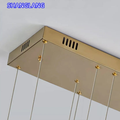 Creative Crystal Chandelier For Dining Room Led Home Decor Hanging Lamp DIY Indoor Lighting Gold Chrome Stainless Steel Lustre