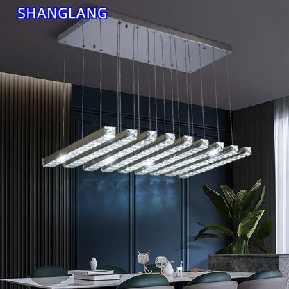 Creative Crystal Chandelier For Dining Room Led Home Decor Hanging Lamp DIY Indoor Lighting Gold Chrome Stainless Steel Lustre