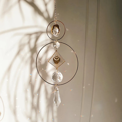 1PC Crystal Sun Catcher Geometric Pendant Suncatcher Window Balcony Garden Yard Outdoor Crystal Hanging Decoration