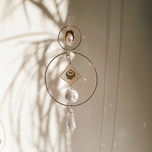 1PC Crystal Sun Catcher Geometric Pendant Suncatcher Window Balcony Garden Yard Outdoor Crystal Hanging Decoration