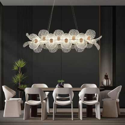 Crystal Flower Chandelier for Dining Room Living Room Exhibition Hall Hanging Artistic Pendant Lights Indoor Lighting Home Decor