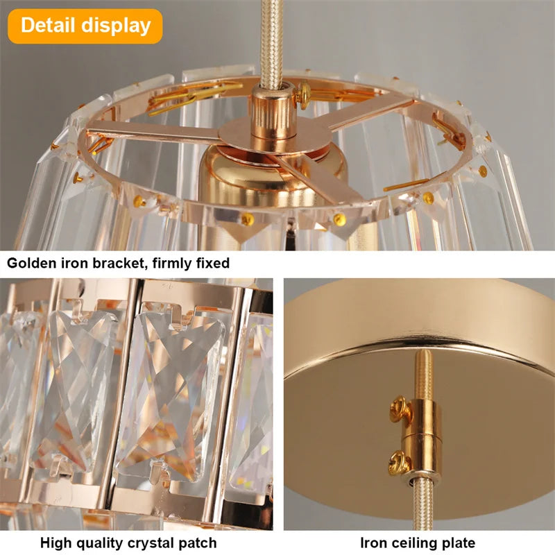 Crystal Bar Chandelier Indoor E26 Ceiling Lamp Hallway Stairs Pendant  Bedroom Lustre Dining Room Fixtures Home Decor Mood Light