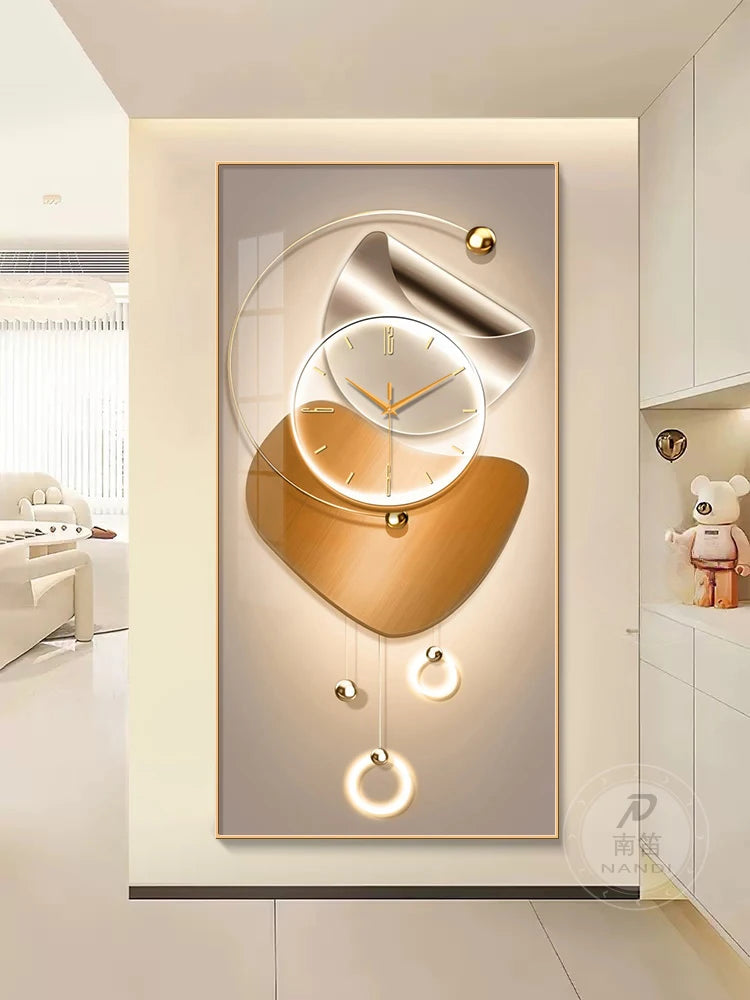 Modern Design Wall Clock Living Room Entrance Corridor Wall Decor Mute Digital Clock Large Abstract Hanging Painting Wall Watch
