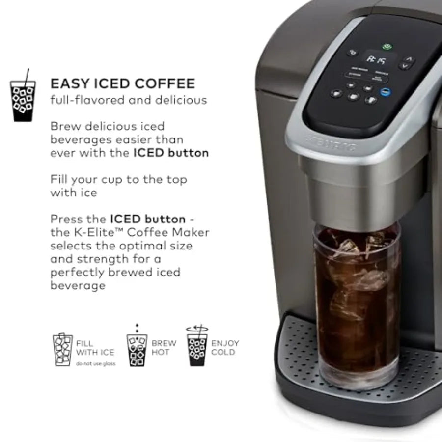 Single Serve K-Cup Pod Coffee Maker with Strength and Temperature Control Iced Coffee Cbility 8 to 12oz Brew Size Progr