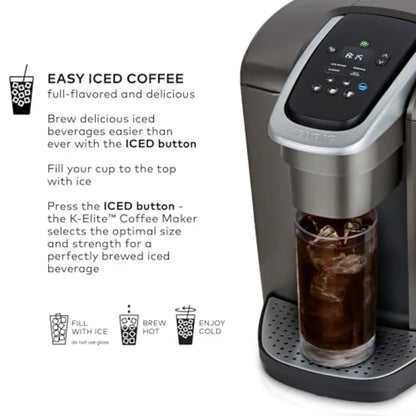 Single Serve K-Cup Pod Coffee Maker with Strength and Temperature Control Iced Coffee Cbility 8 to 12oz Brew Size Progr
