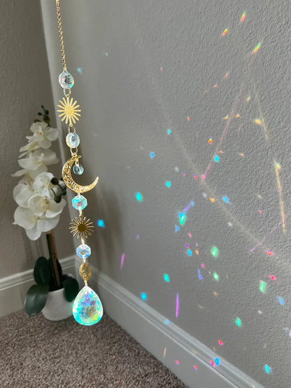 1pc，Suncatcher  dream catcher light catchercrystal hanging sun moon decor home decor gift halloween deco