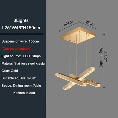Creative Crystal Chandelier For Dining Room Led Home Decor Hanging Lamp DIY Indoor Lighting Gold Chrome Stainless Steel Lustre