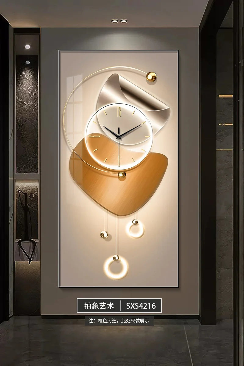 Modern Design Wall Clock Living Room Entrance Corridor Wall Decor Mute Digital Clock Large Abstract Hanging Painting Wall Watch