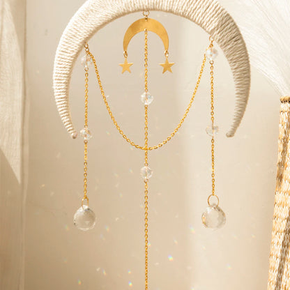 Macrame Dream Catcher Suncatcher Crystal Windchime Light Catcher Rainbow Maker Garden Decoration Outdoor Boho Home Wall Decor