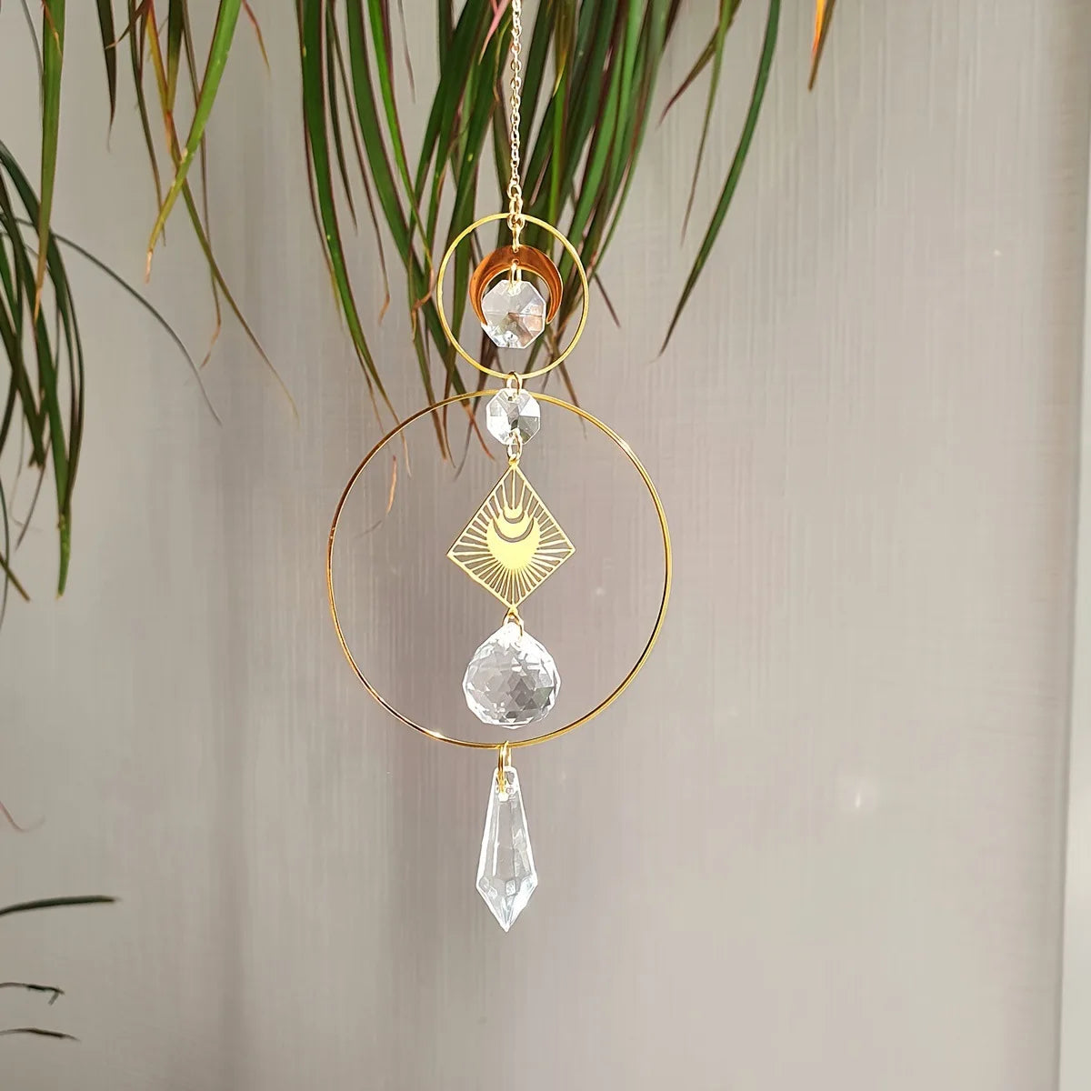 1PC Crystal Sun Catcher Geometric Pendant Suncatcher Window Balcony Garden Yard Outdoor Crystal Hanging Decoration