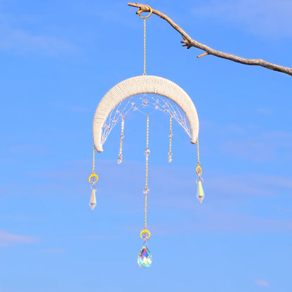 Macrame Dream Catcher Suncatcher Crystal Windchime Light Catcher Rainbow Maker Garden Decoration Outdoor Boho Home Wall Decor
