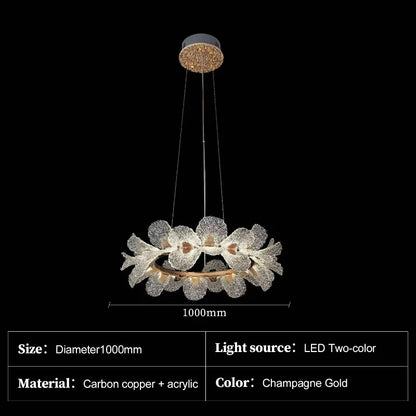 Crystal Flower Chandelier for Dining Room Living Room Exhibition Hall Hanging Artistic Pendant Lights Indoor Lighting Home Decor