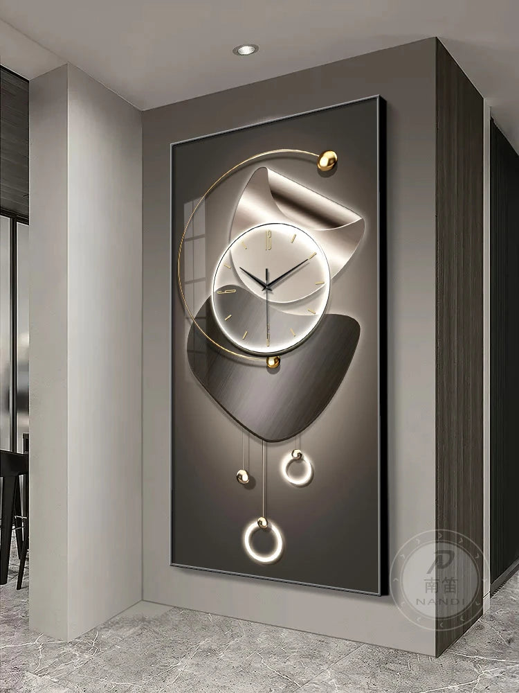 Modern Design Wall Clock Living Room Entrance Corridor Wall Decor Mute Digital Clock Large Abstract Hanging Painting Wall Watch